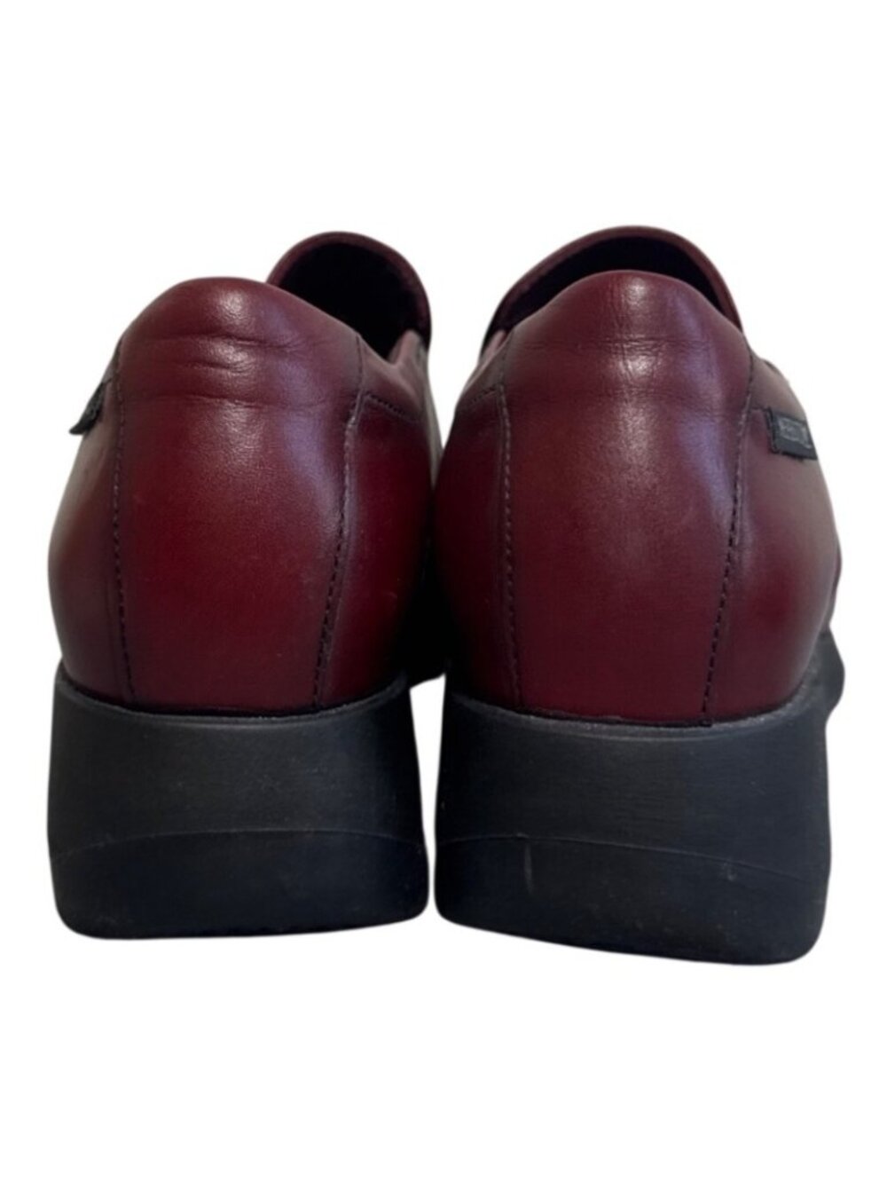 Mephisto Air-Techno Women's 9 Burgundy Leather Wedge Slip On Shoes Square Toe - Picture 3 of 13